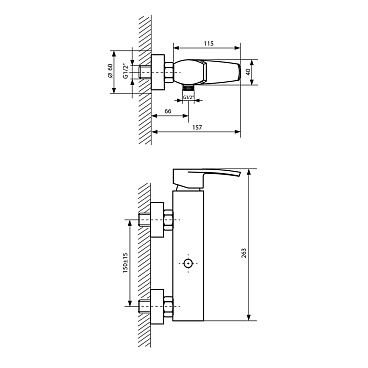 Смеситель для душа без излива Lavelly Right хром без лейки однорычажный (672242)