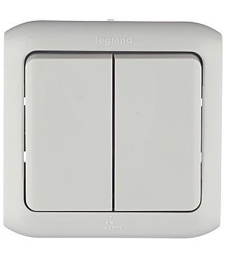 Переключатель Legrand Quteo двухклавишный накладной серый (782331)