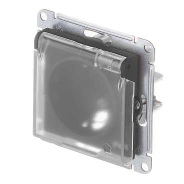Розетка Systeme Electric AtlasDesign Aqua встраиваемая карбон со шторками с крышкой (ATN441046)
