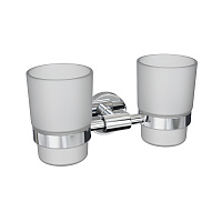 Стакан для ванной Fora Lord с держателем двойной стекло прозрачный/ металл хром (FOR-LORD039CR)
