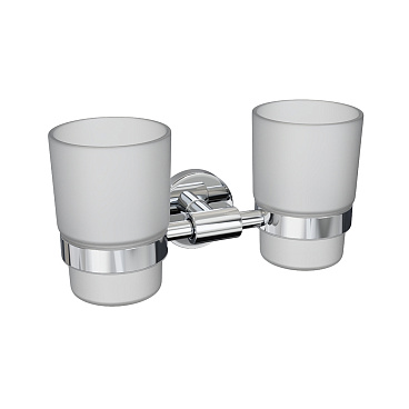 Стакан для ванной Fora Lord с держателем двойной стекло прозрачный/ металл хром (FOR-LORD039CR)