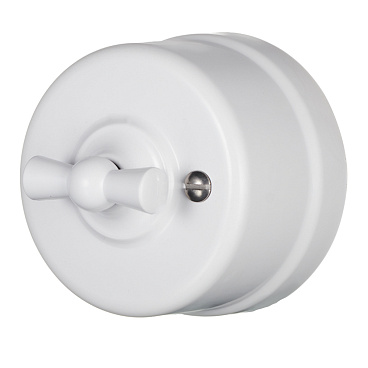 Выключатель Bironi Лизетта одноклавишный накладной белый ретро (B1-201-21)