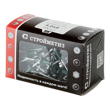 Заклепка вытяжная 4,0x8 мм алюминий/сталь зеленая RAL 6005 (100 шт.)