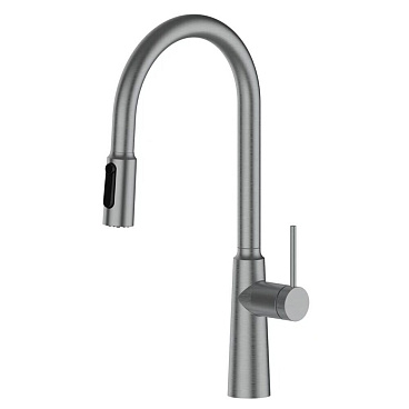 Смеситель для кухни ARGOtech Stick нержавеющая сталь с высоким изливом с вытяжной лейкой однорычажный (35-16/3V STICK)