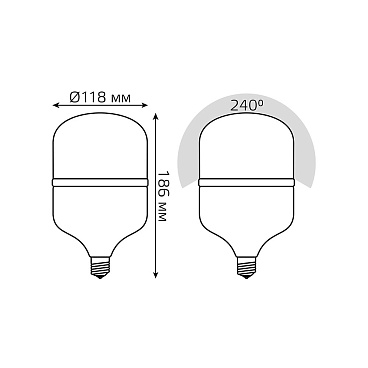 Лампа светодиодная Gauss E27 6500К 42 Вт 3700 Лм 180-240 В цилиндр T120 матовая