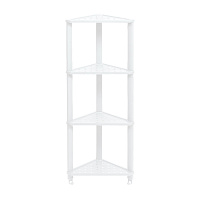 Полка для ванной Violet Vikea угловая четырехъярусная с крючками 365х260х980 мм пластик белая (787406)