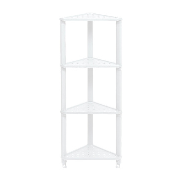 Полка для ванной Violet Vikea угловая четырехъярусная с крючками 365х260х980 мм пластик белая (787406)