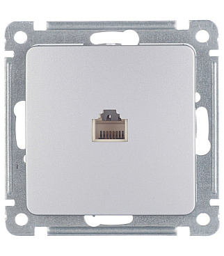 Розетка телефонная Hegel Master встраиваемая серебро RJ11 (РСТ-400-06)