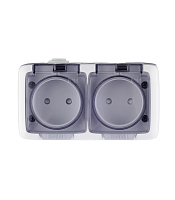 Розетка Hegel Alfa накладная белая со шторками с крышкой (РА16-242)