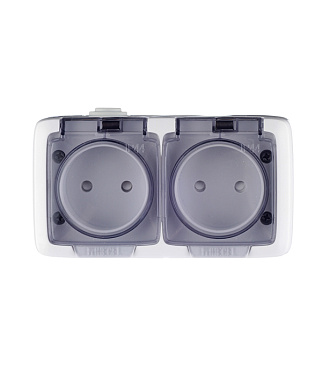 Розетка Hegel Alfa накладная белая со шторками с крышкой (РА16-242)