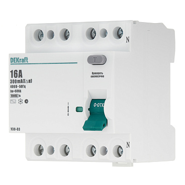 УЗО Dekraft УЗО-03 16А 4P тип AC 300 мА 6 кА компактное (14091DEK)