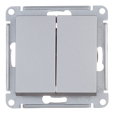 Переключатель Systeme Electric AtlasDesign двухклавишный встраиваемый алюминий (ATN000365)