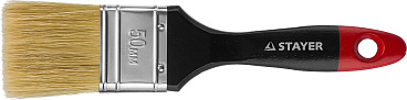 Кисть плоская STAYER ″UNIVERSAL-PROFI″, светлая натуральная щетина, деревянная ручка, 50мм