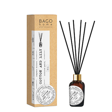 Аромадиффузор с палочками Bago home Хлопок и лилия 40 мл