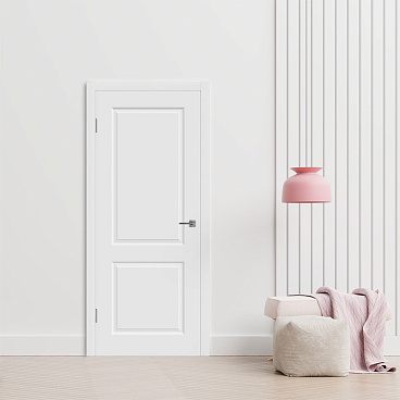 Дверь межкомнатная Мона 700х2000 мм эмаль белая глухая с замком и петлями