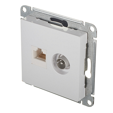 Розетка телевизионная/ компьютерная Systeme Electric AtlasDesign встраиваемая белая TV/ RJ45 (ATN000189)