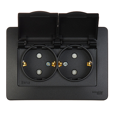 Розетка Systeme Electric Blanca встраиваемая антрацит со шторками (BLNRS441126)