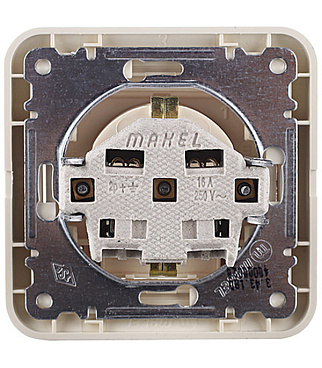 Розетка Makel Mimoza встраиваемая бежевая со шторками с крышкой (25009)