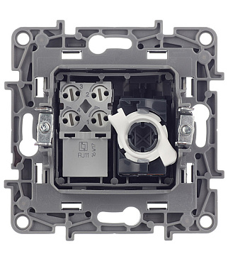 Розетка компьютерная/ телефонная Legrand Etika встраиваемая антрацит RJ11/ RJ45 (672652)